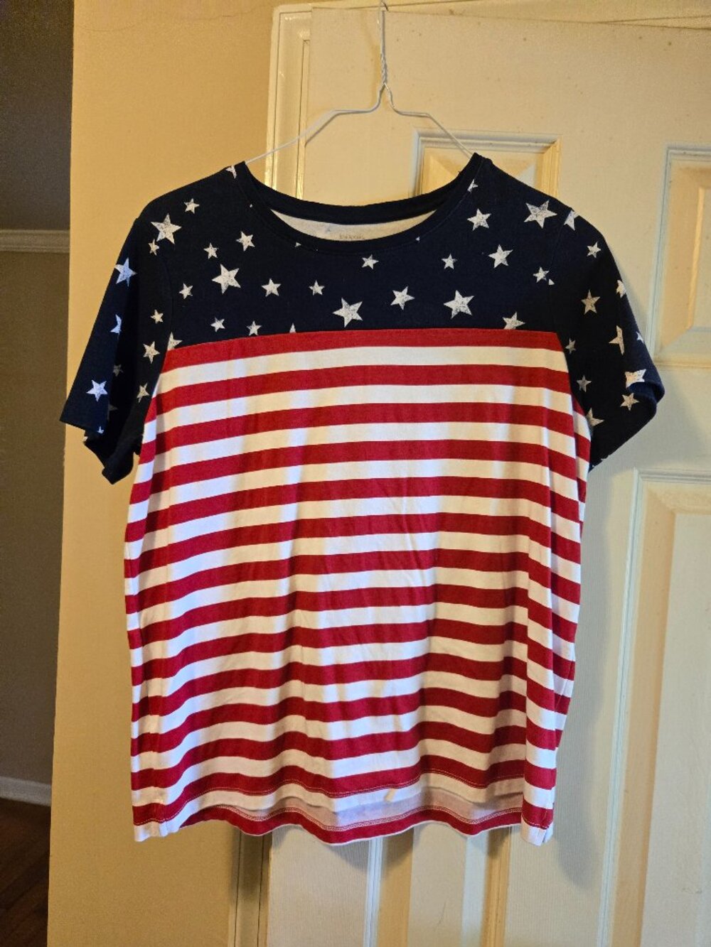 Kim Rogers PL patriotic shirt, great for spring/summer holidays